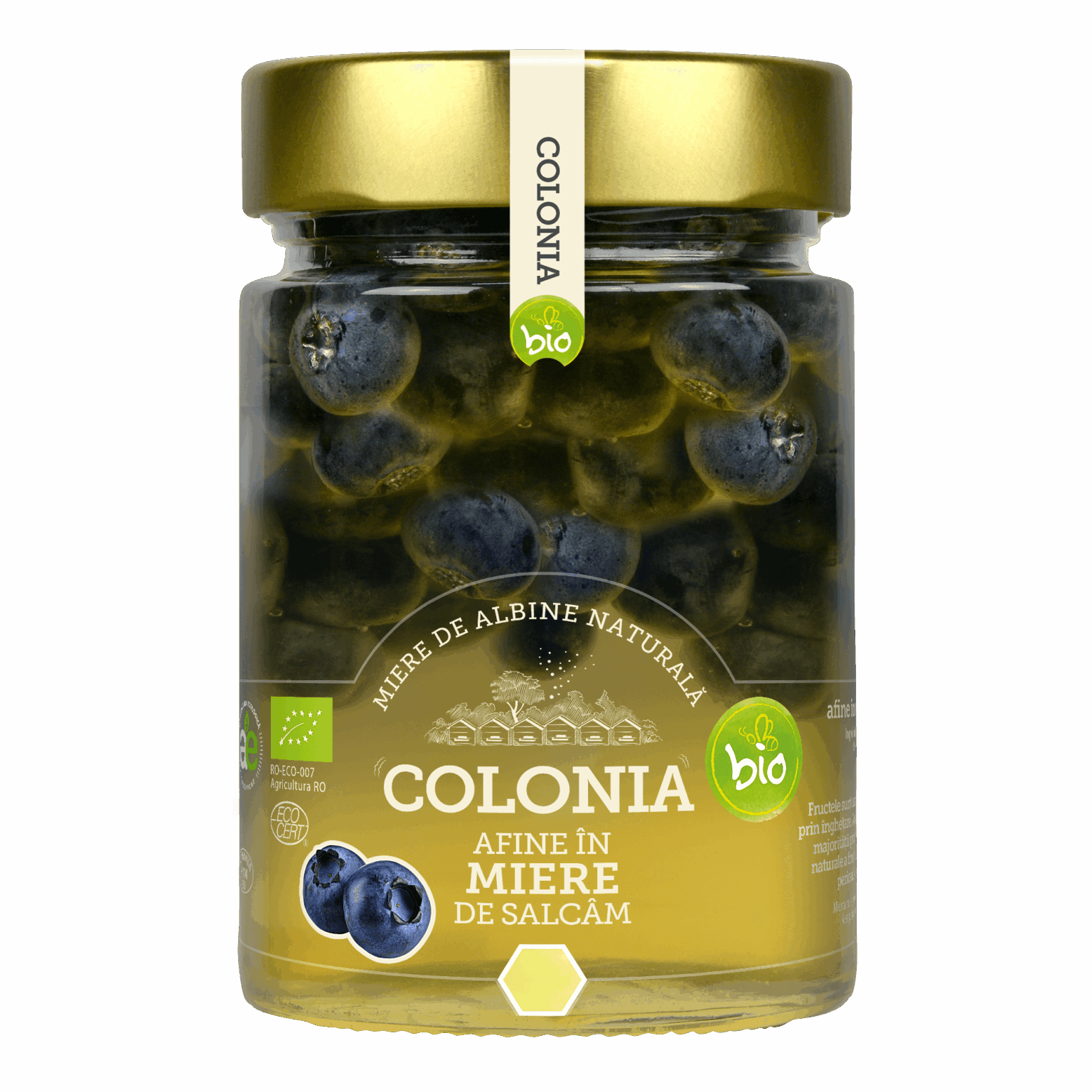 Afine în miere de salcâm BIO 400 g - 100% din Romania